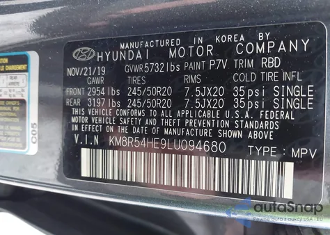 2020 Hyundai Palisade Limited from USA, damaged, VIN KM8R54HE9LU094680